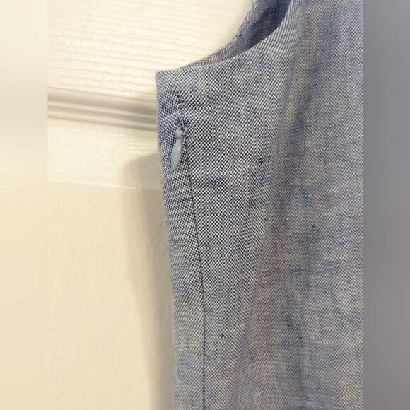 J.McLaughlin Leah Linen-Blend Midi chambray button front sleeveless Dress sz 14 - Picture 10 of 11